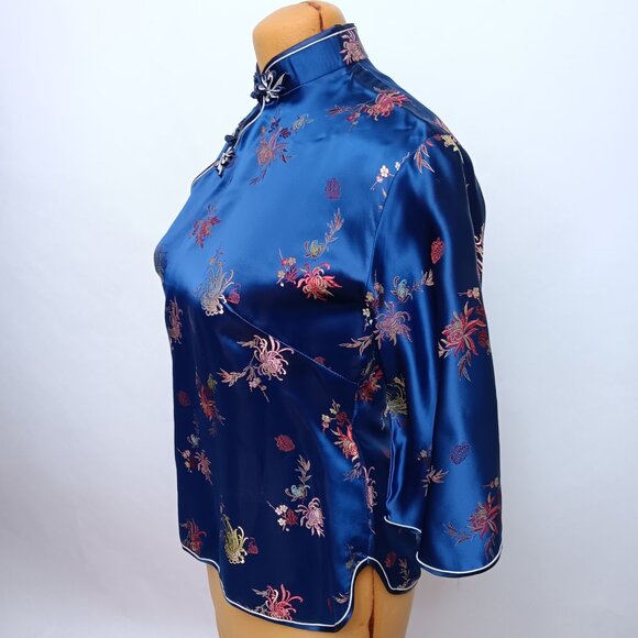 Cheongsam Top Mandarin Collar Knotted Buttons Womens size 40 Traditional Chinese - Picture 8 of 16